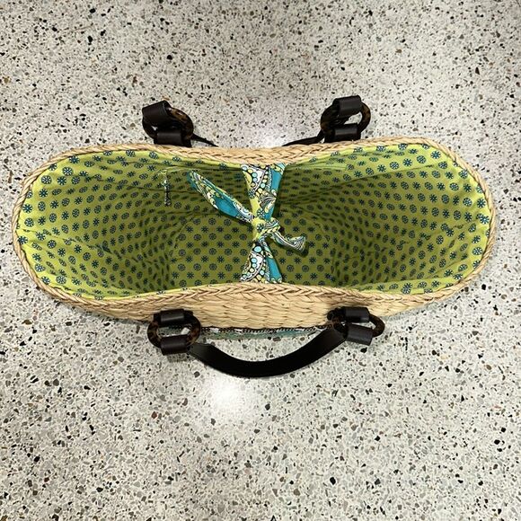 Vera Bradley rattan raffia beach pool bag peacock teal new - Picture 4 of 7